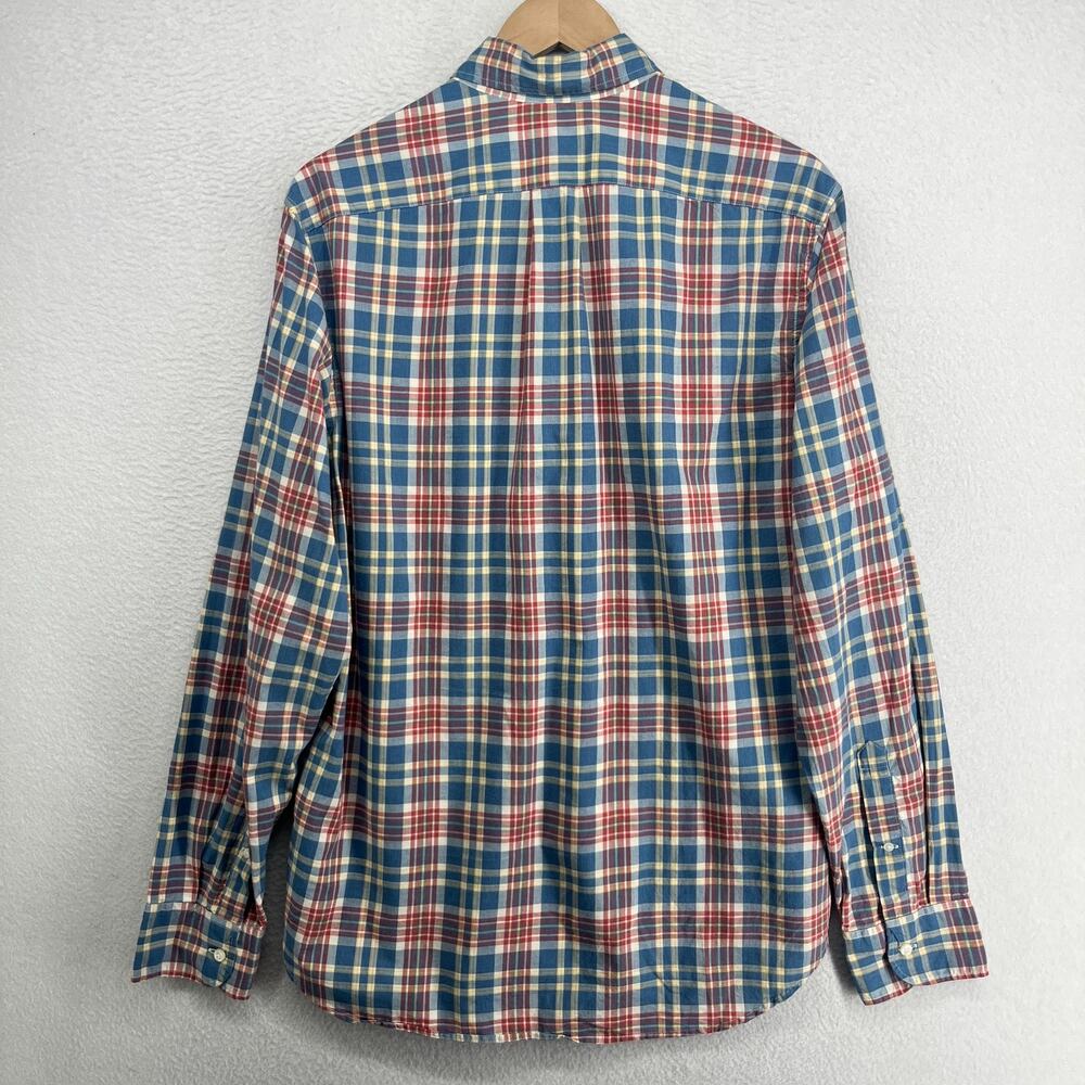 J.CREW Shirt Mens M Secret Wash Classic Plaid Stretch Organic Cotton Blue - Picture 3 of 15